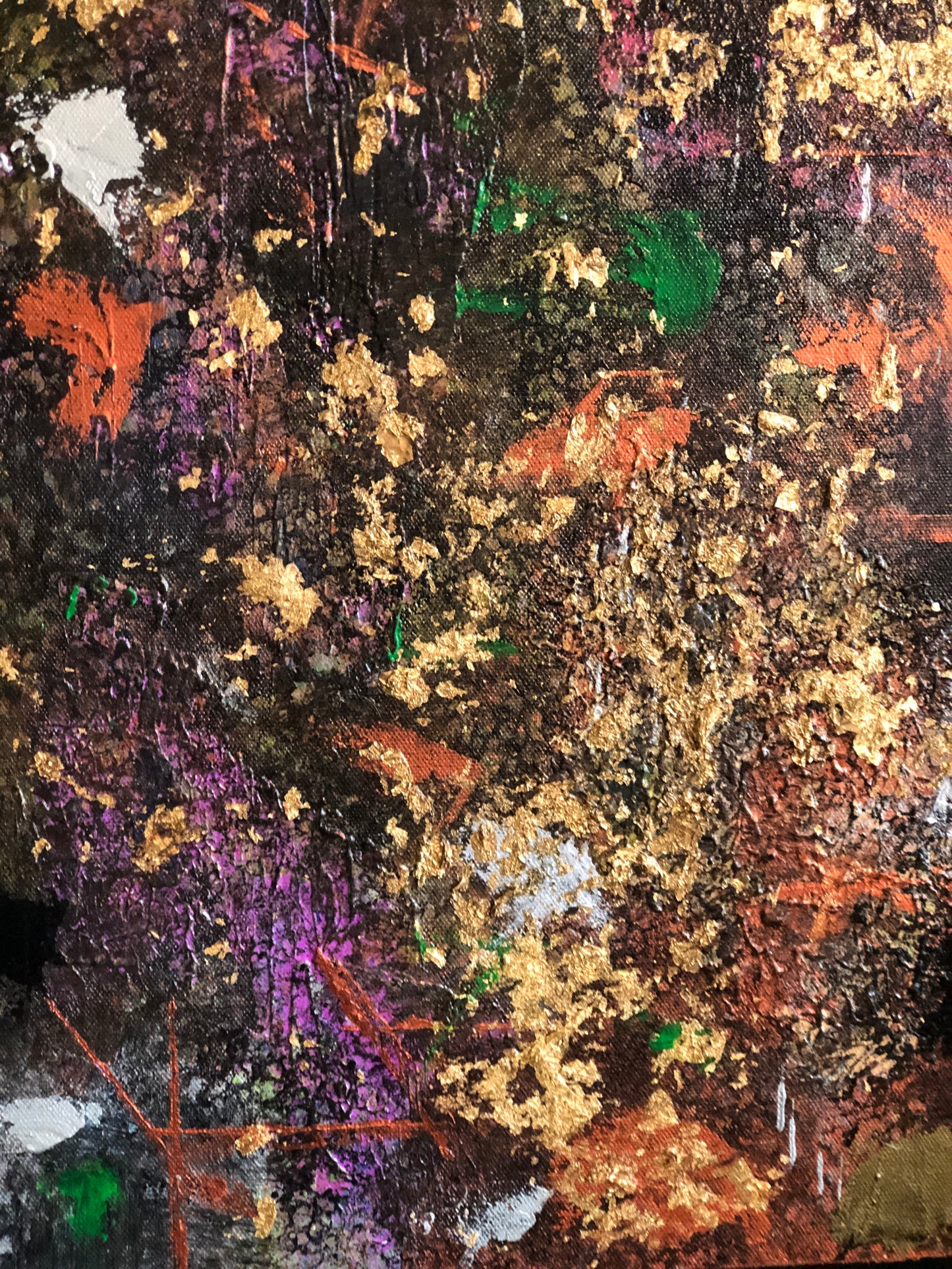 Gold leaf, acrylic on canvas