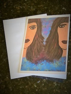 Twins Art Printed Greeting Card