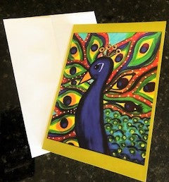 "BE LIKE A PEACOCK & LIVE YOUR LIFE VIBRANTLY" - GREETING CARD - ORIGINAL ART PRINT